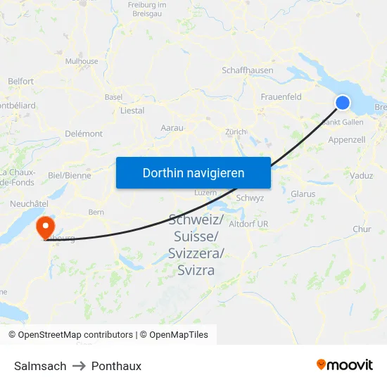 Salmsach to Ponthaux map
