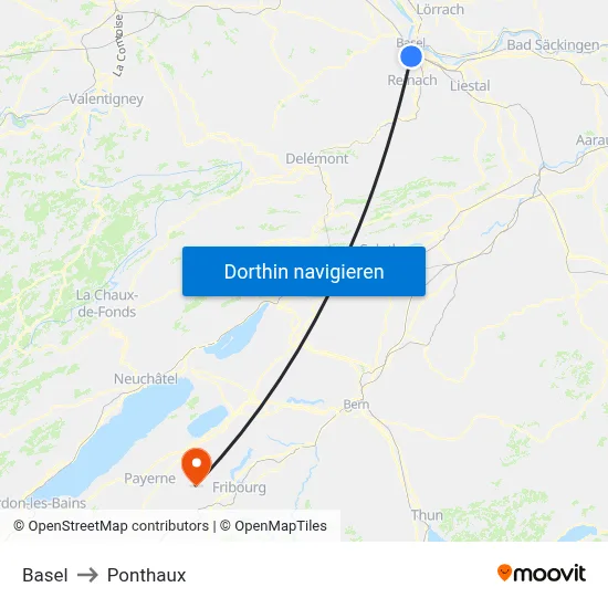 Basel to Ponthaux map