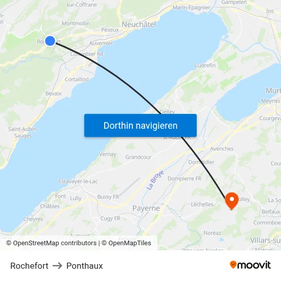 Rochefort to Ponthaux map