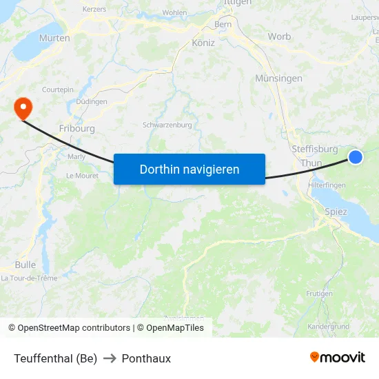 Teuffenthal (Be) to Ponthaux map
