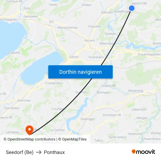 Seedorf (Be) to Ponthaux map