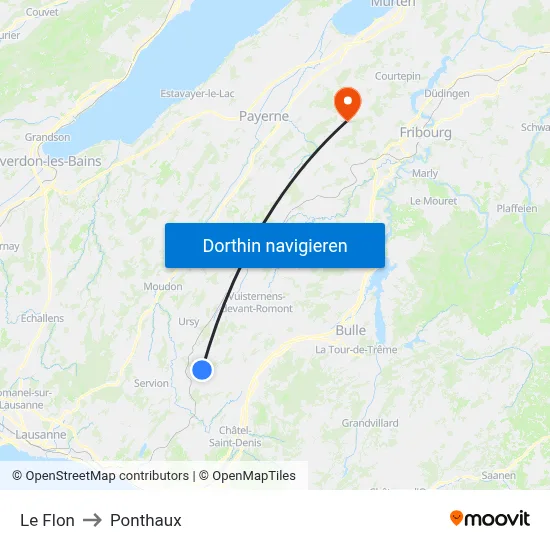 Le Flon to Ponthaux map