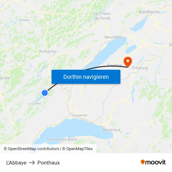 L'Abbaye to Ponthaux map