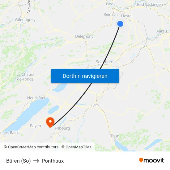 Büren (So) to Ponthaux map