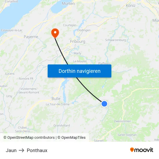 Jaun to Ponthaux map