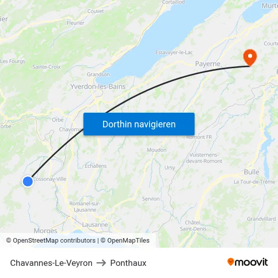 Chavannes-Le-Veyron to Ponthaux map