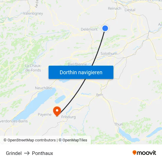 Grindel to Ponthaux map