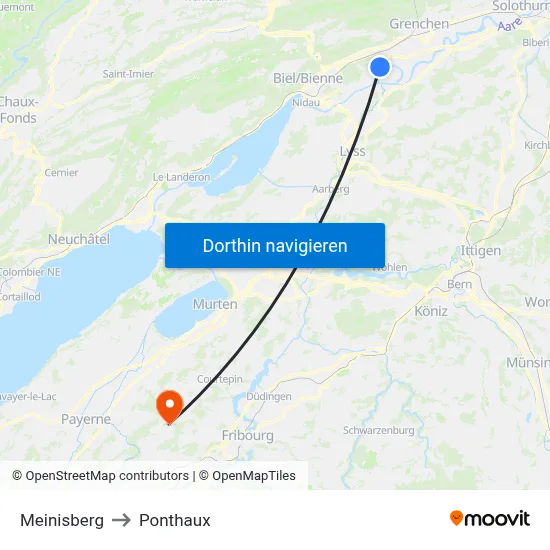 Meinisberg to Ponthaux map