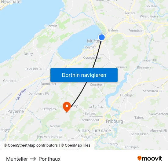 Muntelier to Ponthaux map