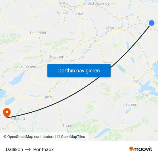 Dällikon to Ponthaux map