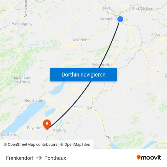 Frenkendorf to Ponthaux map