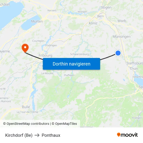 Kirchdorf (Be) to Ponthaux map