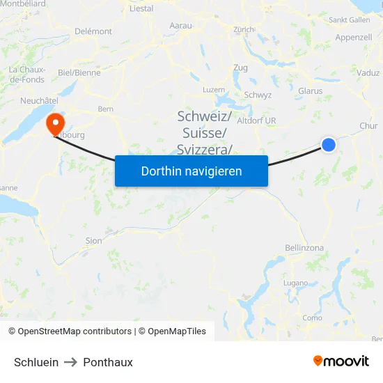 Schluein to Ponthaux map