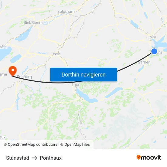 Stansstad to Ponthaux map