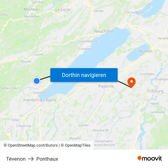 Tévenon to Ponthaux map