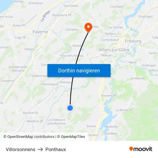 Villorsonnens to Ponthaux map