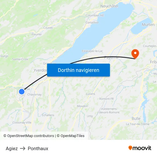 Agiez to Ponthaux map