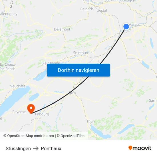 Stüsslingen to Ponthaux map