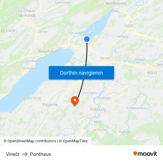 Vinelz to Ponthaux map