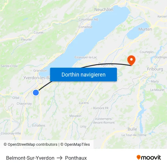 Belmont-Sur-Yverdon to Ponthaux map