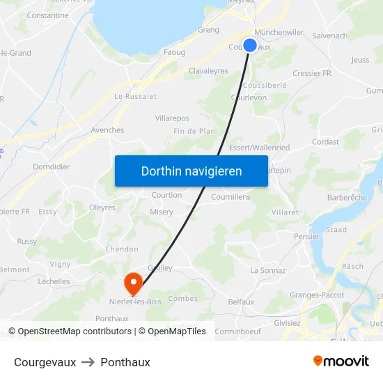 Courgevaux to Ponthaux map
