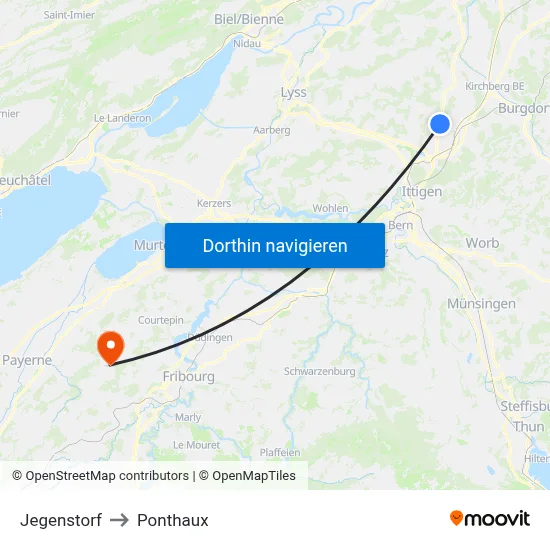 Jegenstorf to Ponthaux map
