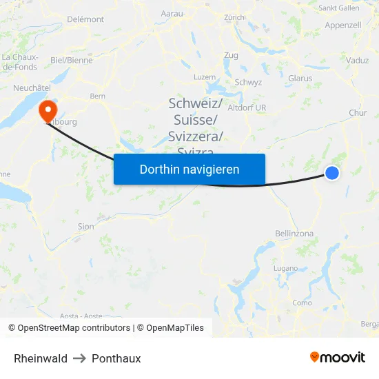 Rheinwald to Ponthaux map