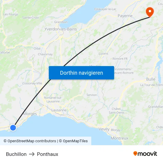 Buchillon to Ponthaux map