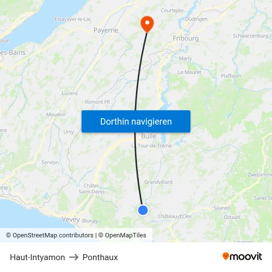 Haut-Intyamon to Ponthaux map