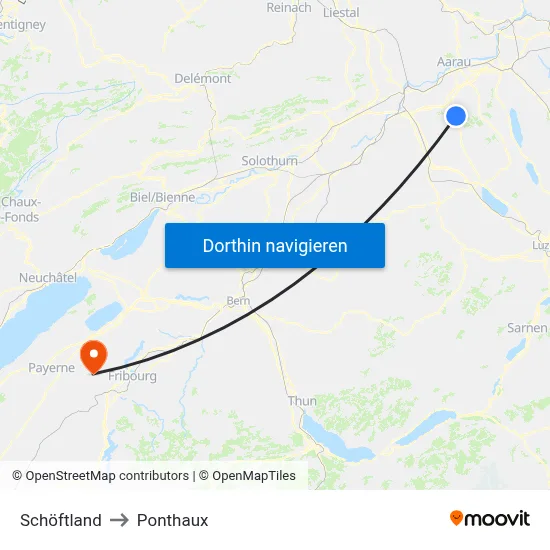 Schöftland to Ponthaux map