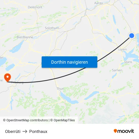 Oberrüti to Ponthaux map