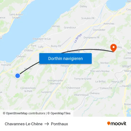 Chavannes-Le-Chêne to Ponthaux map