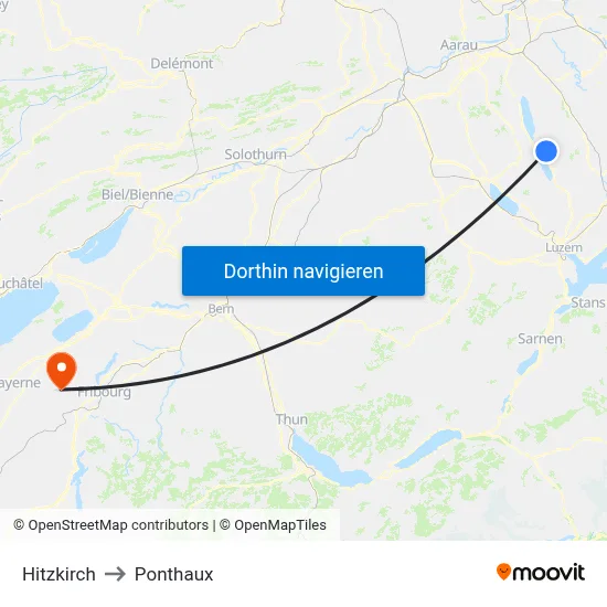 Hitzkirch to Ponthaux map