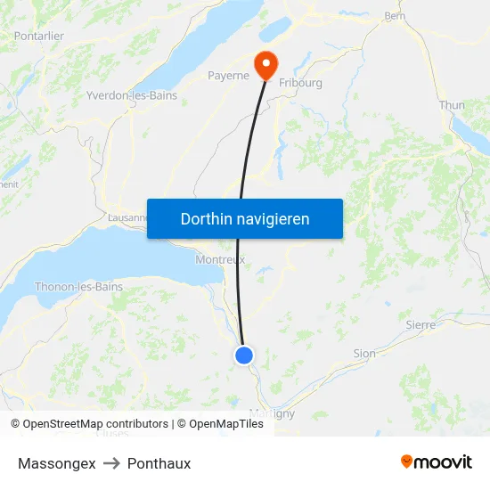 Massongex to Ponthaux map