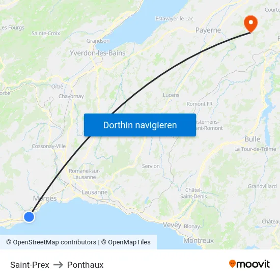 Saint-Prex to Ponthaux map
