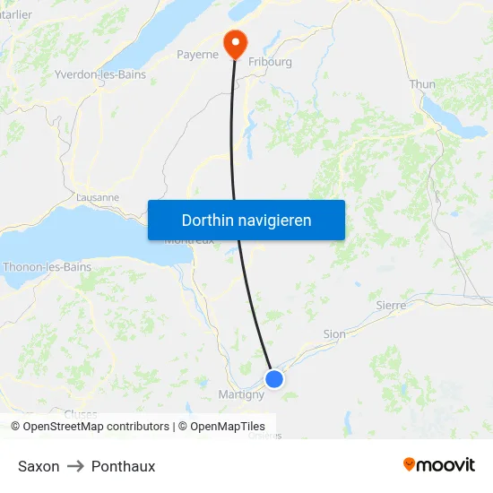 Saxon to Ponthaux map