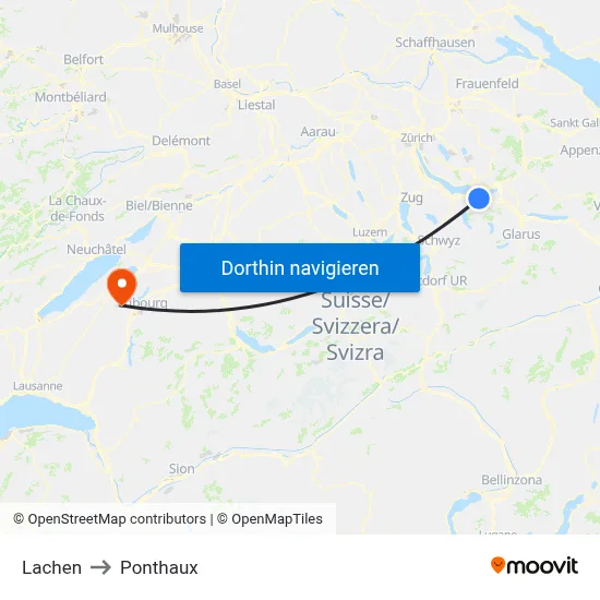 Lachen to Ponthaux map