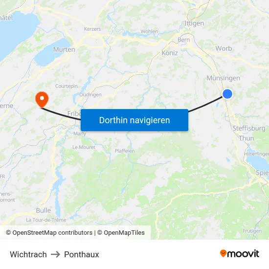 Wichtrach to Ponthaux map