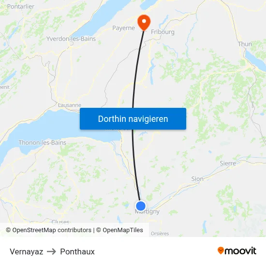 Vernayaz to Ponthaux map