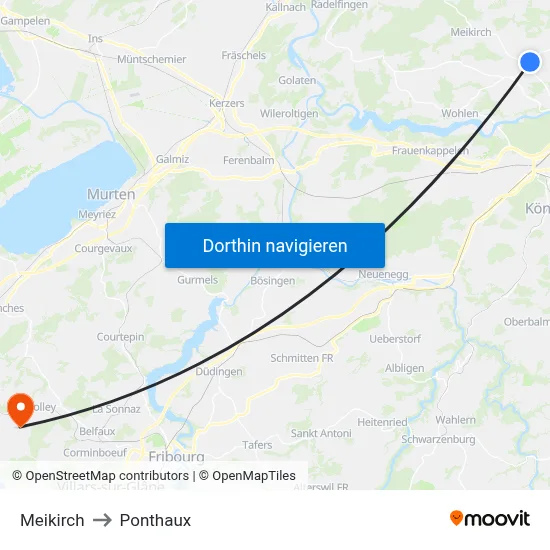 Meikirch to Ponthaux map