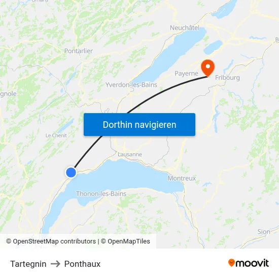 Tartegnin to Ponthaux map