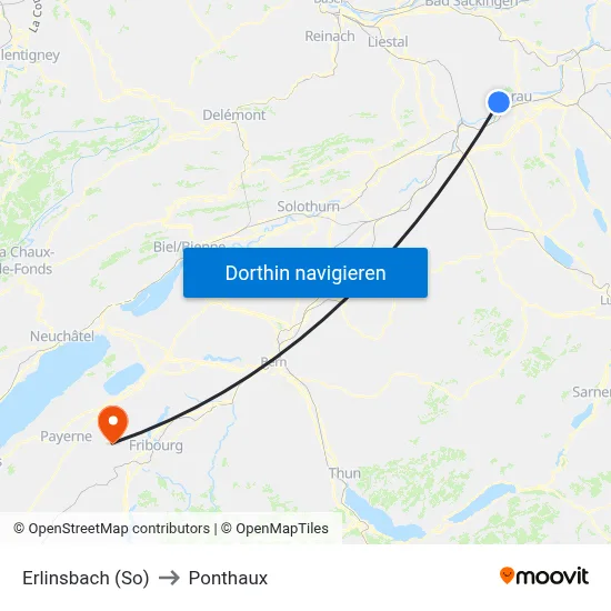 Erlinsbach (So) to Ponthaux map