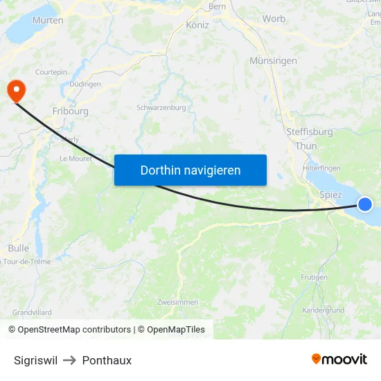 Sigriswil to Ponthaux map
