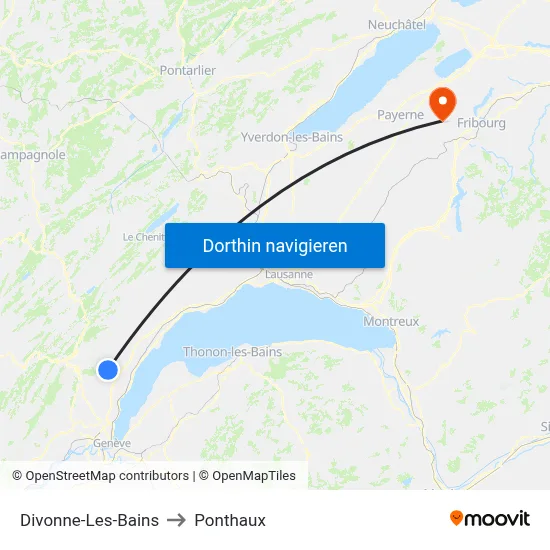 Divonne-Les-Bains to Ponthaux map