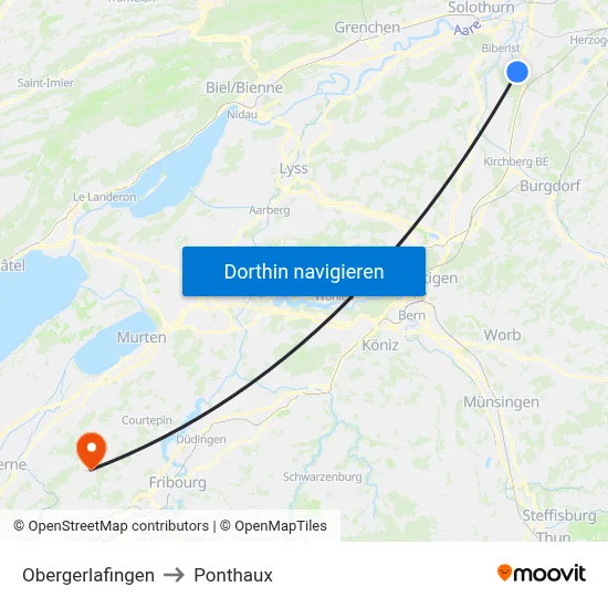 Obergerlafingen to Ponthaux map