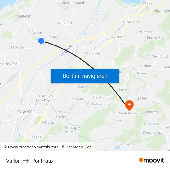 Vallon to Ponthaux map
