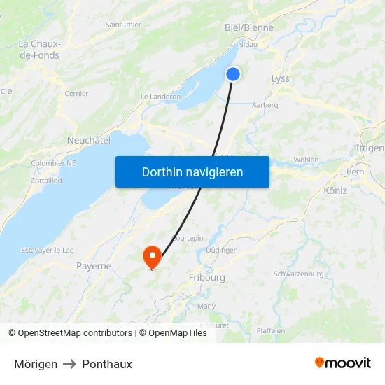 Mörigen to Ponthaux map