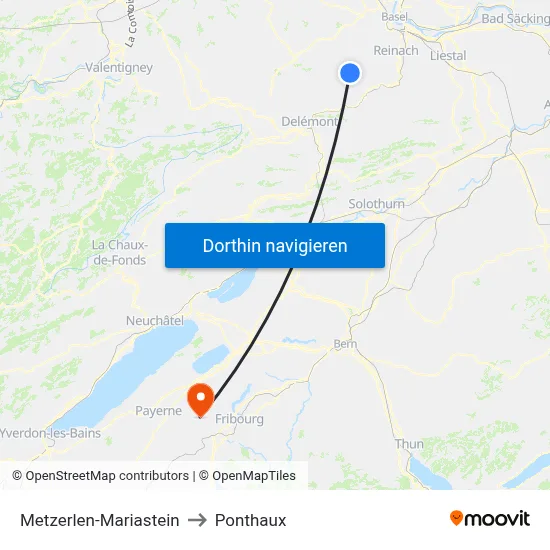 Metzerlen-Mariastein to Ponthaux map