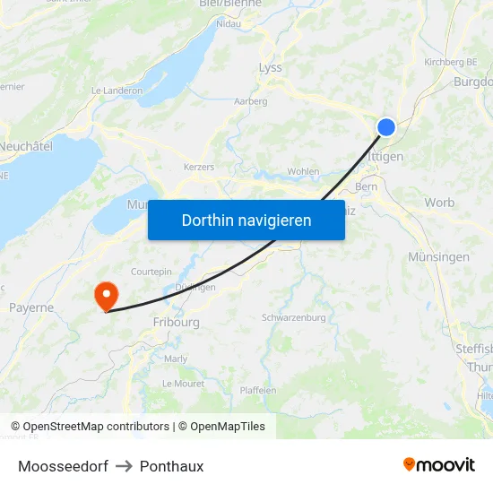 Moosseedorf to Ponthaux map