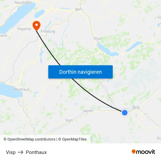 Visp to Ponthaux map